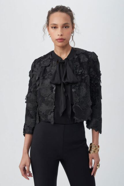 DALINA EMBROIDERED THREE-QUARTER SLEEVE JACKET