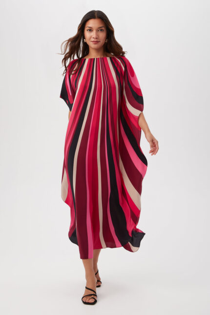 JALANI SILK MAXI CAFTAN DRESS WITH DOLMAN SLEEVES