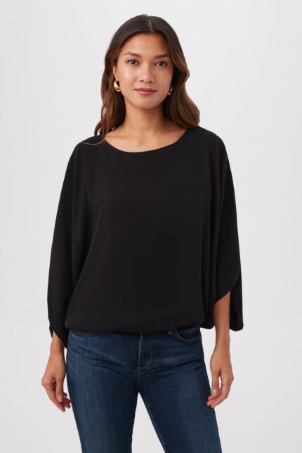 MANHATTAN BOATNECK SHORT SLEEVE BLOUSON TOP