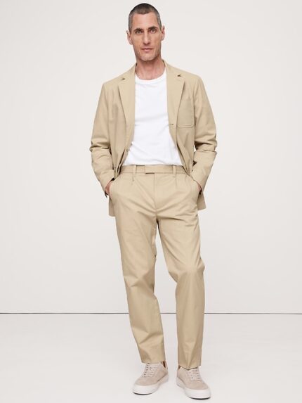 Pleated Cropped Italian-Stretch Chino