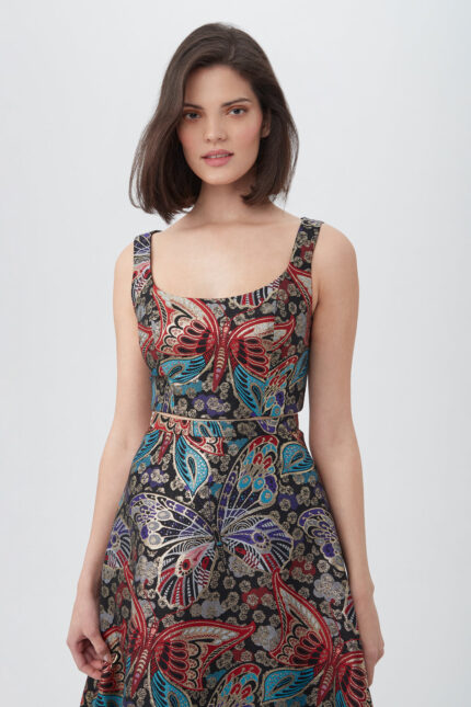 VARLIE BUTTERFLY JACQUARD SLEEVELESS CROPPED TOP